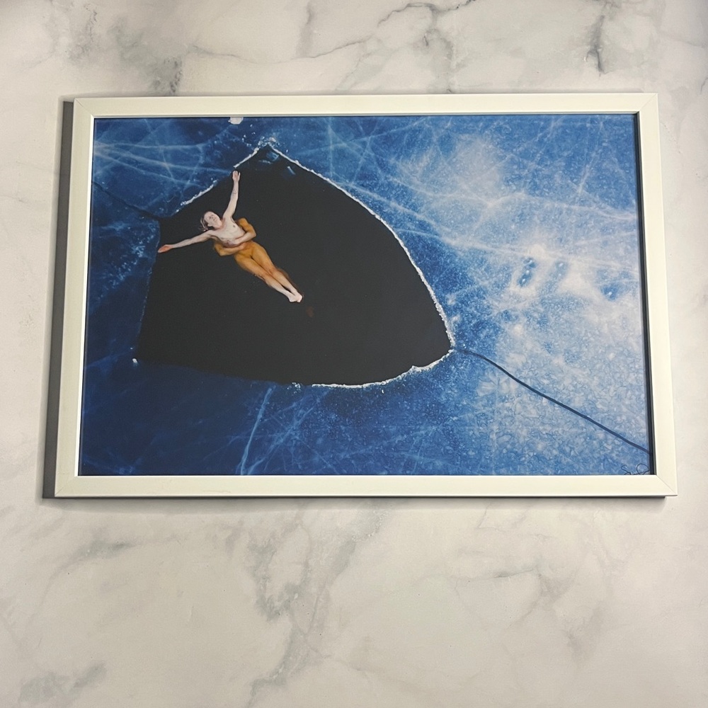 $198 - 12x18 inches - Blue Ice Bathing photography - drone - fine art nude